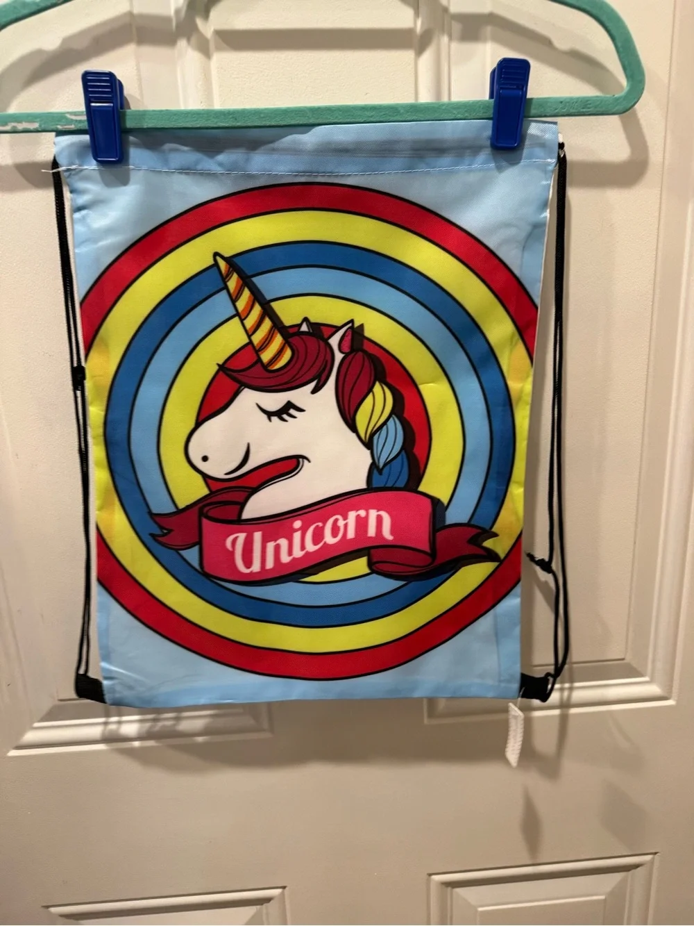 NWT Unicorn Drawstring Backpack Bag - Colorful Rainbow Design